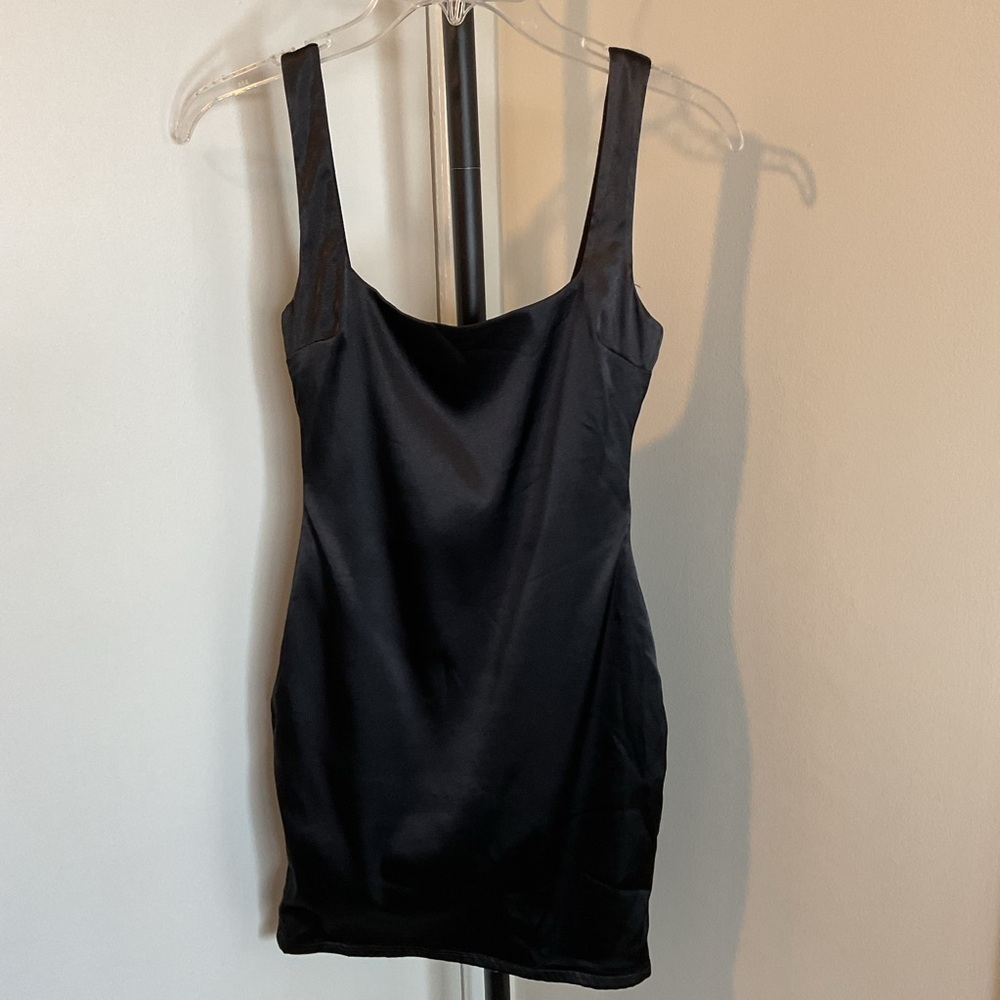 Source Unknown Black Bodycon Mini Dress Square Neck Sleeveless